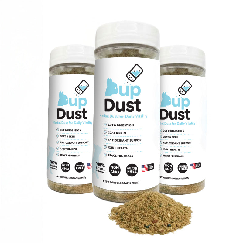PupDust Daily Vitality Delivered: Gut, Joint, and Coat Support in One Simple Scoop.