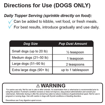 PupDust Daily Vitality Delivered: Gut, Joint, and Coat Support in One Simple Scoop.